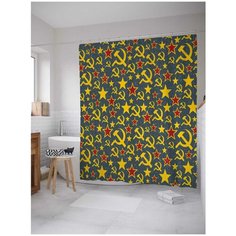 Штора (занавеска) для ванной JoyArty "Советский союз" из сатена, 180х200 см с крючками