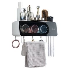 Подвесной органайзер-держатель ECOCO для зубных щеток c 3-мя стаканами в ванну, черный