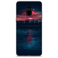 Силиконовый чехол "Лодка в закате" на Samsung Galaxy A8 + / Самсунг Галакси А8 Плюс 2018 Case Place