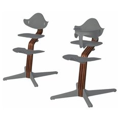 Детский стульчик Evomove Nomi от 6 мес до 12 лет с основанием орех (комплект) серый