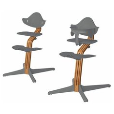 Детский стульчик Evomove Nomi от 6 мес до 12 лет с основанием дуб (комплект) серый