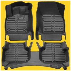 5D коврики в салон Volkswagen Tiguan II, 2016+. Большие бортики и площадь. Laji