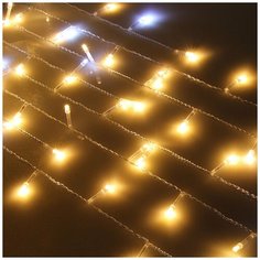 Гирлянда светодиодная бахрома 2,5х0,3х0,5х0,7м 80LED, шампань, пост. свечение, прозрачный провод Сноубум