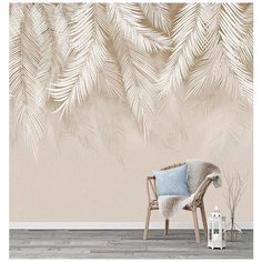 M04203-B Фотообои Флизелиновые с виниловым покрытием серые "Пальмовые листья" 300х270 см Barton Wallpapers
