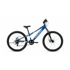 Велосипед FORWARD RISE 24 2.0 disc (24" 7 ск. рост 11") 2020-2021, синий/белый