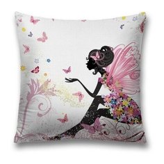 Чехол для подушки JoyArty Фея в цветочном платье, 45 x 45 см (sl_3166) серый/розовый