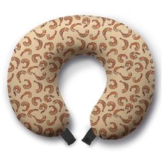 Дорожная (туристическая) подушка для шеи Ambesonne "Мир креветок", для путешествий в самолете (машине)