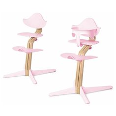 Детский стульчик Evomove Nomi от 6 мес до 12 лет с белым основанием (комплект) розовый