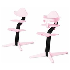 Детский стульчик Evomove Nomi от 6 мес до 12 лет с черным основанием (комплект) розовый