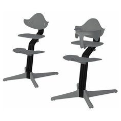 Детский стульчик Evomove Nomi от 6 мес до 12 лет с черным основанием (комплект) серый