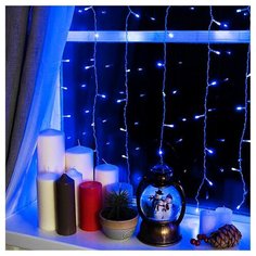 Гирлянда "Занавес" 1.5 х 1 м , IP20, прозрачная нить, 180 LED, свечение синее, 8 режимов, 220 В Luazon Lighting