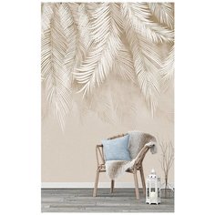 M04202-B Фотообои Флизелиновые с виниловым покрытием серые "Пальмовые листья" 200х270 см Barton Wallpapers