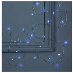 Гирлянда "Мишура" 2 м роса, IP20, серебристая нить, 50 LED, свечение белое, фиксинг, 2 х CR2032 Luazon Lighting