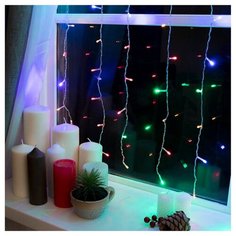 Гирлянда "Занавес" 1.5 х 1 м , IP20, прозрачная нить, 180 LED, свечение мульти, 8 режимов, 220 В Luazon Lighting