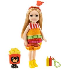 Кукла Barbie Челси с питомцем Бургер, 14 см, GRP69