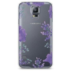 Силиконовый чехол "Сиреневая цветочная рамка" на Samsung Galaxy S5 / Самсунг Галакси С 5 Case Place