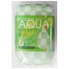 Мочалка-спонж AQUA с хитозаном зеленая BQ421, 8x14x5 см Aisen