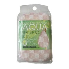 Мочалка-спонж AQUA с хитозаном желтая BQ421, 8x14x5 см Aisen