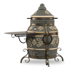 Тандыр Эко тандыр Фирменный ( со столиком, без колес, отдельная крышка, цвет - графит) дровяной ЭкоТандыр