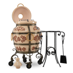 Тандыр Эко тандыр Гранд (с механизмом открывания крышки, без столика, на колесах, цвет - слоновая кость) дровяной ЭкоТандыр