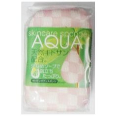 Мочалка-спонж AQUA с хитозаном розовая BQ421, 8x14x5 см Aisen