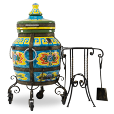 Эксклюзивный тандыр ЭкоТандыр Эллада (с механизмом открывания крышки, без столика, на колесах) дровяной