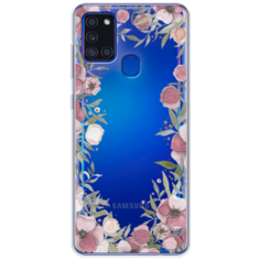 Силиконовый чехол Розовая цветочная рамка на Samsung Galaxy A21s / Самсунг A21s Case Place