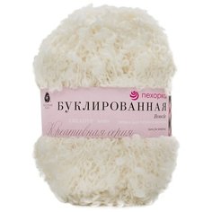 Пряжа Пехорка Буклированная, 20 % шерсть, 30 % мохер, 50 % акрил, 200 г, 220 м, 5 шт., 01 белый