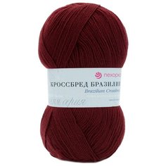 Пряжа Пехорка Кроссбред Бразилии, 50 % мериносовая шерсть, 50 % акрил, 100 г, 500 м, 5 шт., 323 темный бордо
