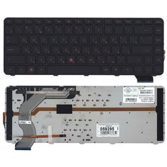 Клавиатура для ноутбука HP Envy 14-1000xx черная с черной рамкой, красная подсветка Sino Power