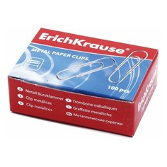 Скрепки ERICH KRAUSE, 28 мм, оцинкованные, 100 штук, в картонной коробке, 7855 13 шт.