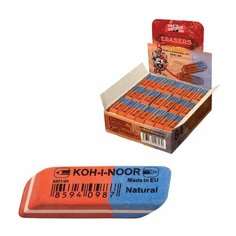 Ластик KOH-I-NOOR 6521/80, 42х14х8 мм, красно-синий, прямоугольный, скошенные края, натуральный каучук, 6521080006KDRU 42 шт.