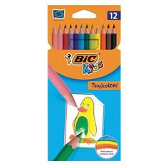 Карандаши цветные BIC "Tropicolors", 12 цветов, пластиковые, заточенные, европодвес, 8325666 2 шт.