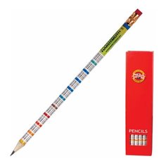 Карандаш чернографитный KOH-I-NOOR, 1 шт., "Multiplication", НВ, с резинкой, заточенный, 1231002477KSNV 24 шт.