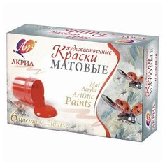 Краски акриловые художественные матовые ЛУЧ 6 цветов по 20 мл, в баночках, 29С 1746-08 3 шт.