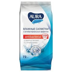 Салфетки влажные, 72 шт., AURA "Family", антибактериальные, для всей семьи, 26065, 7044 6 шт.