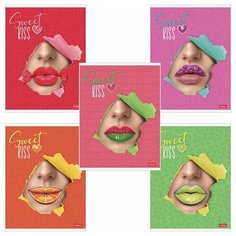 Тетрадь А5, 48 л., HATBER, скоба, клетка, матовая ламинация, 3D-лак, "Sweet kiss" (5 видов в спайке), 48Т5лолВ1 11 шт.