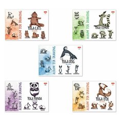 Альбом для рисования А4 24 л., скоба, обложка картон, HATBER, 205х290 мм, "Animals Yoga", 24А4В 11 шт.