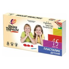Пластилин детский ЛУЧ "Школа творчества", 15 цветов, 300 г, картонная упаковка, 29С 1764-08 4 шт.
