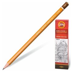 Карандаш чернографитный KOH-I-NOOR 1500, 1 шт., 5H, без резинки, корпус желтый, заточенный, 150005H01170 13 шт.