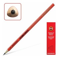 Карандаш чернографитный KOH-I-NOOR, 1 шт., "Triograph", B, трехгранный, без резинки, корпус красный, заточенный, 1802001001KSRU 34 шт.