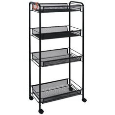 Этажерка металл "Ладья 24К" 4 корзины (440*250*1000мм) на колесах, черный Э342Ч ЗМИ