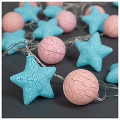 Гирлянда "Нить" 4 м с насадками "Звезда и шарик", IP20, прозрачная нить, 20 LED, свечение мульти, 8 режимов, 220 В Luazon Lighting