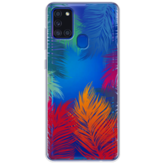 Силиконовый чехол Рамка из перьев на Samsung Galaxy A21s / Самсунг A21s Case Place