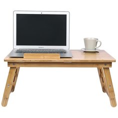 Столик для ноутбука, чтения, завтрака из бамбука BambooWood 55х35х28см с охлаждением