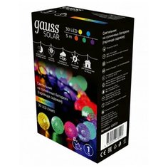 Гирлянда светодиодная "Белт Лайт" Gauss серия Holiday, 10 ламп, 7,7 м, IP44, мультицвет