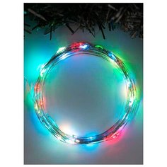 Гирлянда "Нить" 5 м роса, IP20, серебристая нить, 50 LED, свечение RGB, переливы, 3 х AA Luazon Lighting