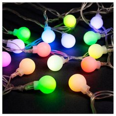 Гирлянда "Нить" 5 м с насадками "Шарики белые", IP20, прозрачная нить, 20 LED, свечение RG/RB, мигание, 220 В Luazon Lighting