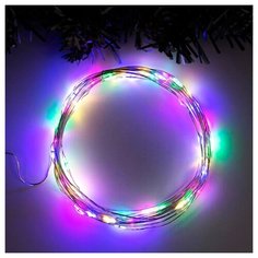 Гирлянда "Нить" 5 м роса, IP20, серебристая нить, 50 LED, свечение мульти, фиксинг, USB Luazon Lighting