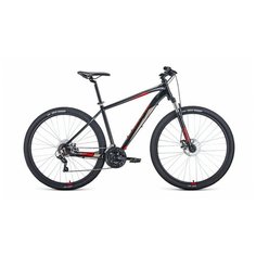 Велосипед FORWARD APACHE 29 2.0 disc (29" 21 ск. рост 21") 2020-2021, черный/красный